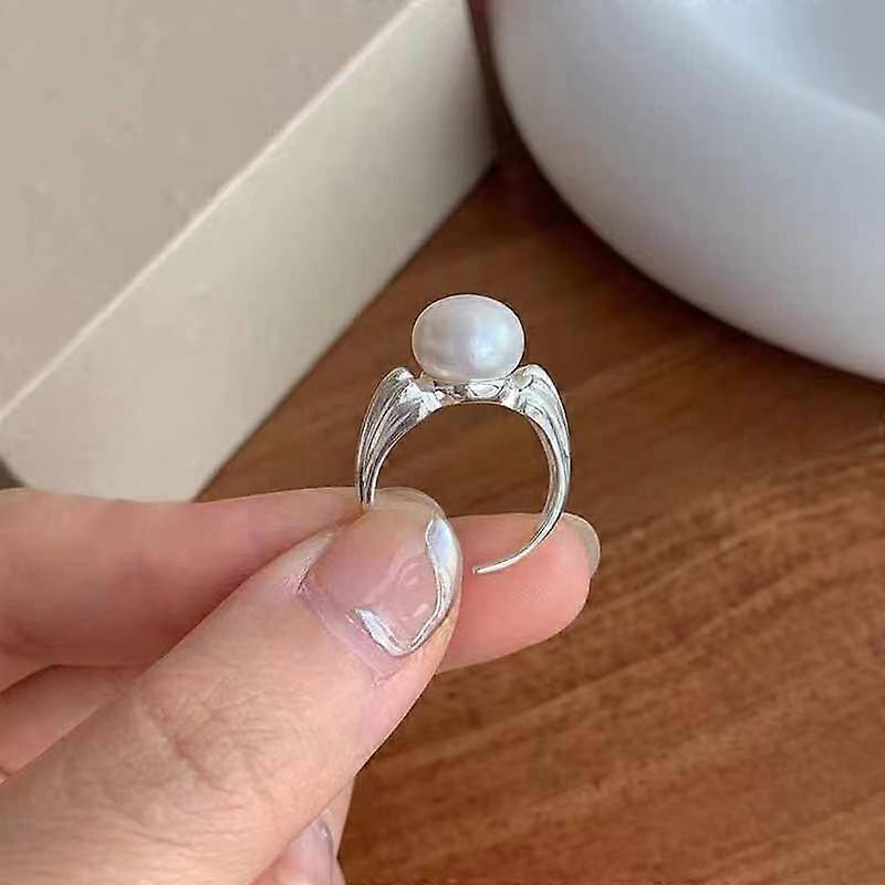 Simple Temperament Pearl Ring Women'S Opening Niche Design Light Luxury High Sense Index Finger Ring Adjustable