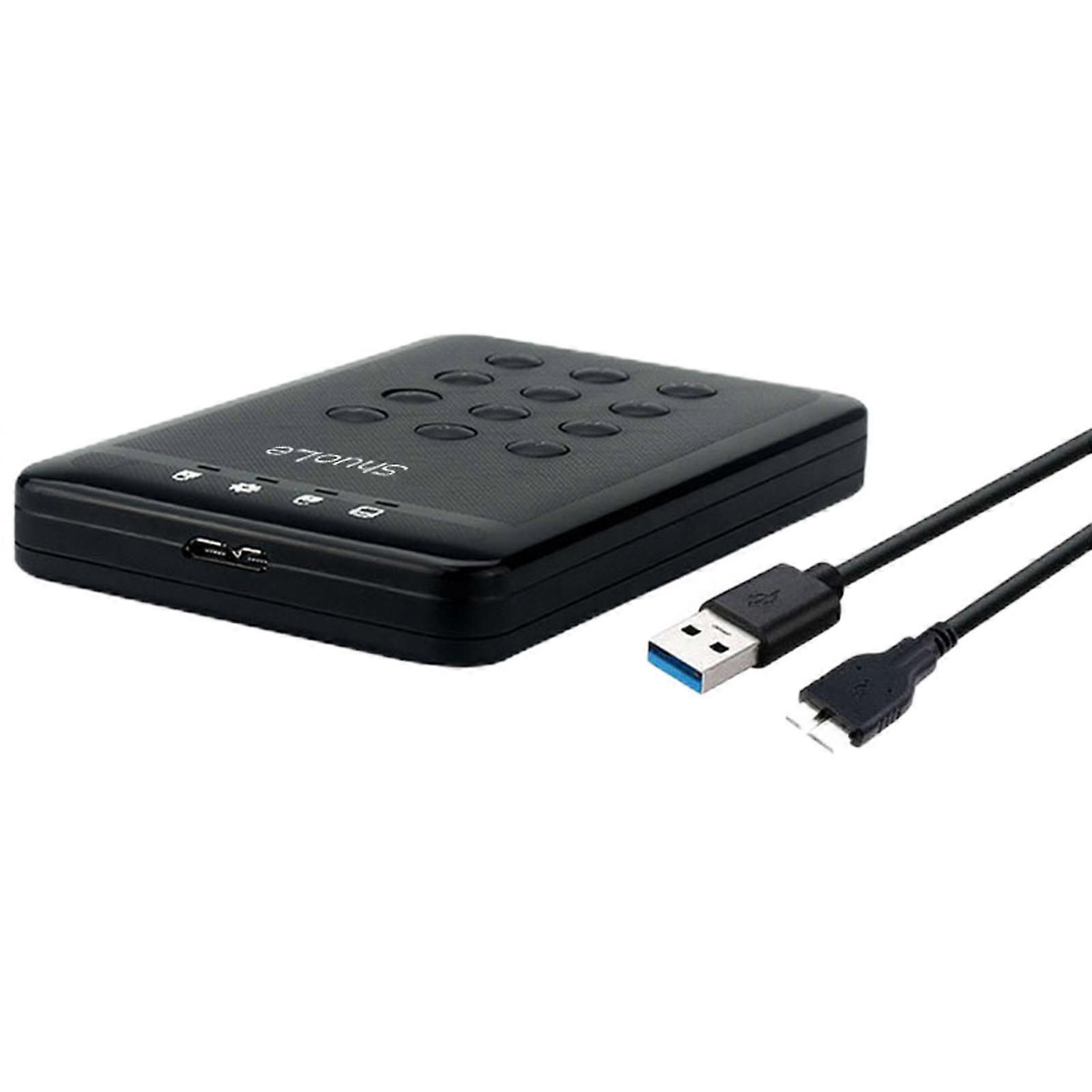 Hard Drive Enclosure Compact with Password Protection Encrypted HDD SSD Case