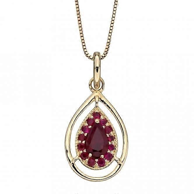 Cut Out Teardrop Ruby Yellow Gold Pendant GP2272R