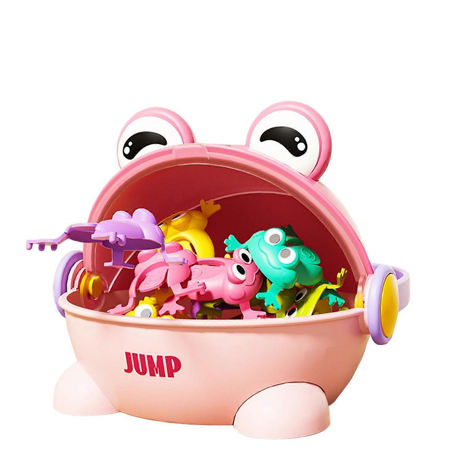 1 Set Kids Jumping Frog Toy with Storage Bucket No Battery Required Press Jump Green Frog Toy