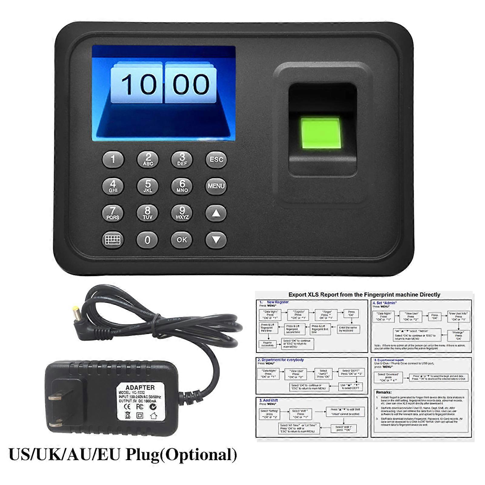2,4 '' TFT-LCD-Display Biometrischer USB-Fingerabdruck Anwesenheitsmaschine Freie Software Passwort Mitarbeiter Check-in-Leser
