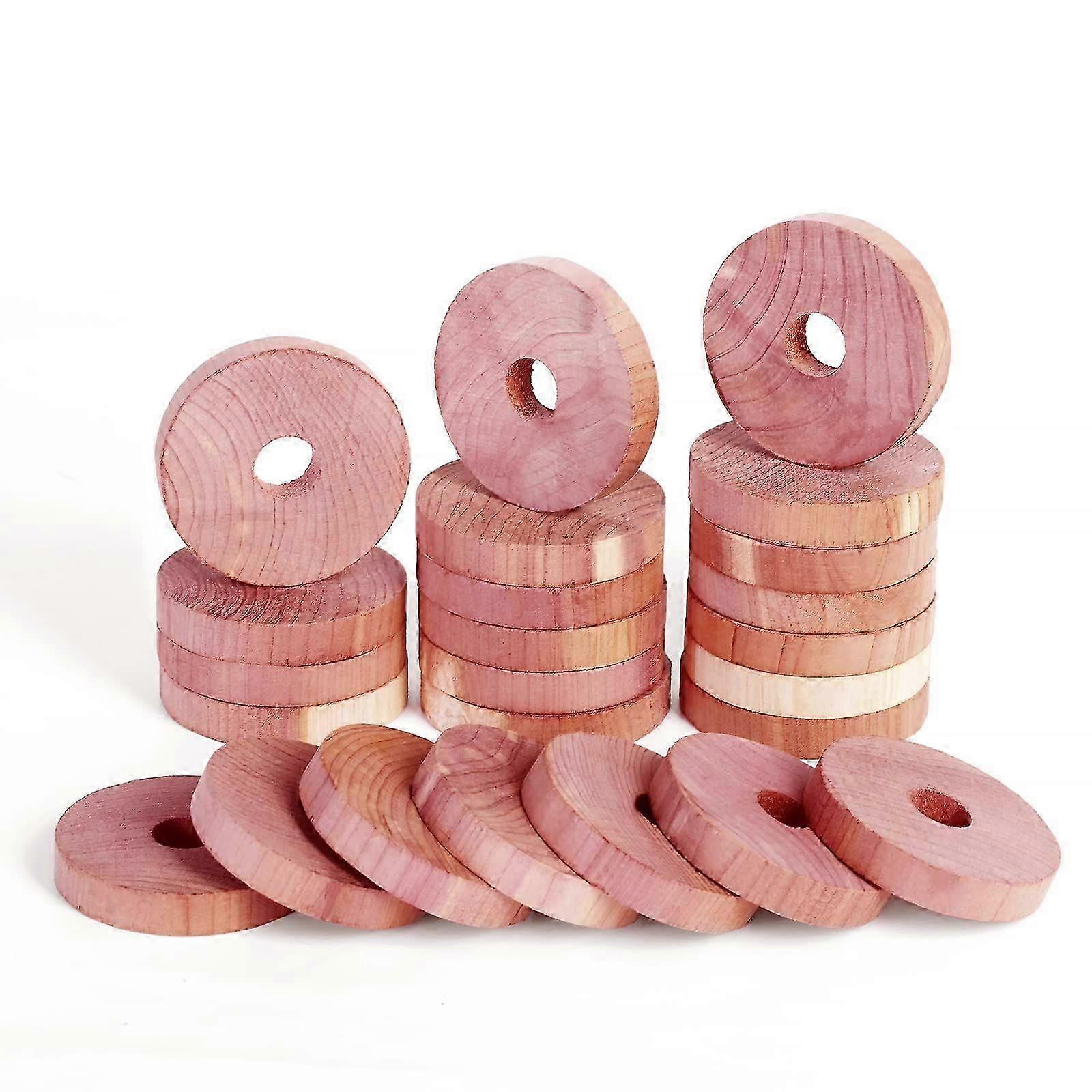 24-Pack Cedar Rings for Hangers, Cedar Blocks for Clothing Storage, Natural Aromatic Cedar Wood for Wardrobes and Drawers
