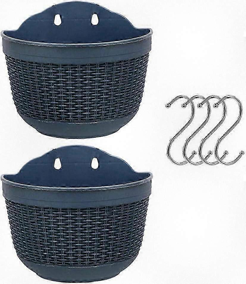 2 Plastic Hanging Planters with Detachable Hooks - Set of 2
