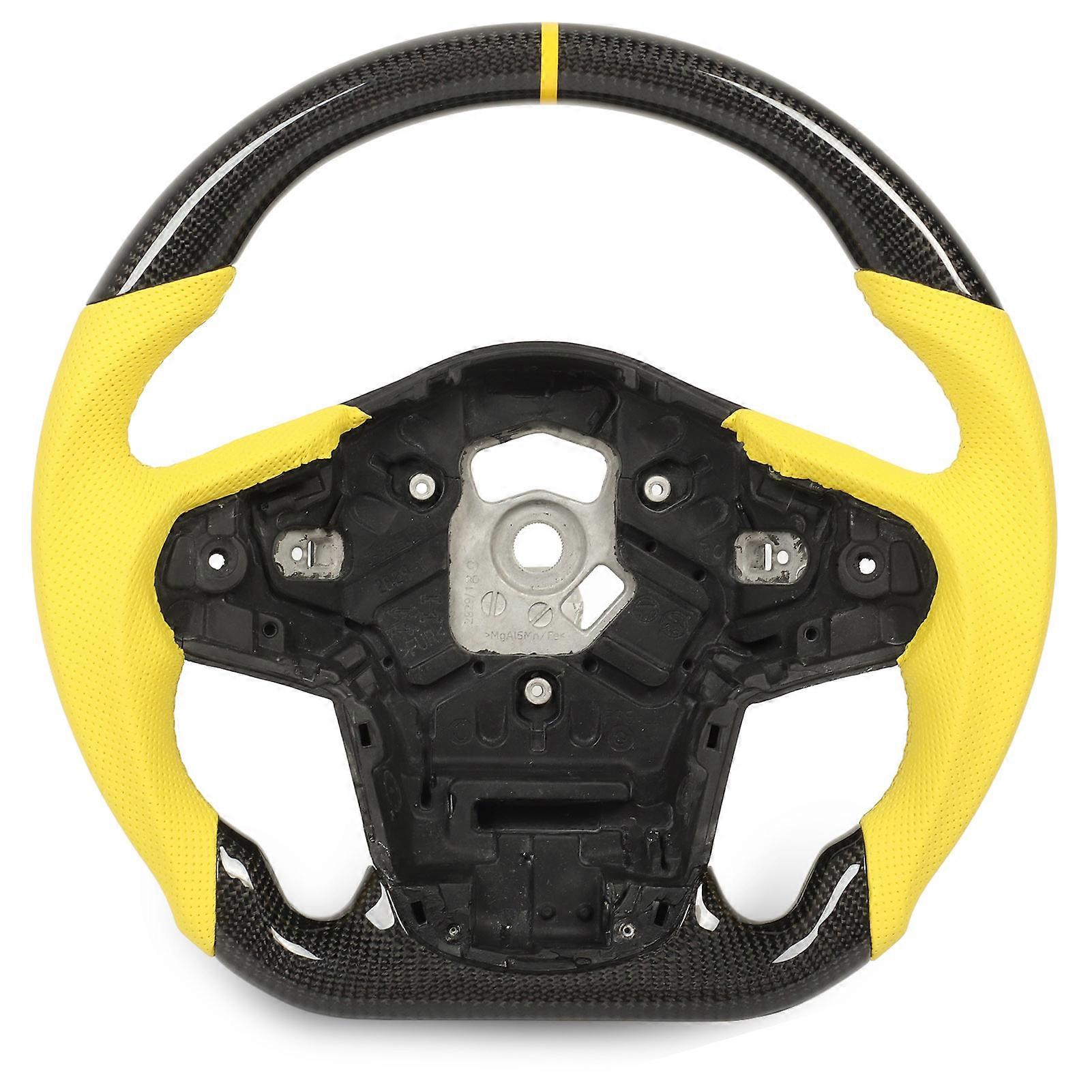 Carbon Fiber Steering Wheel Yellow Stitching Perforated Leather for GR Supra A90 J29 2020 to 2023