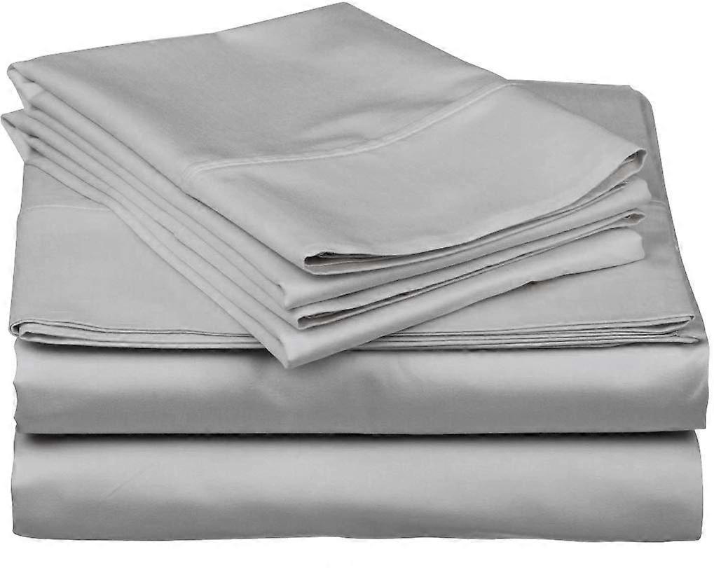 Hotel Quality 4-Piece Egyptian Cotton Sheet Set King Size 800 Thread Count Solid Silver Grey 9 Inch Deep Pocket
