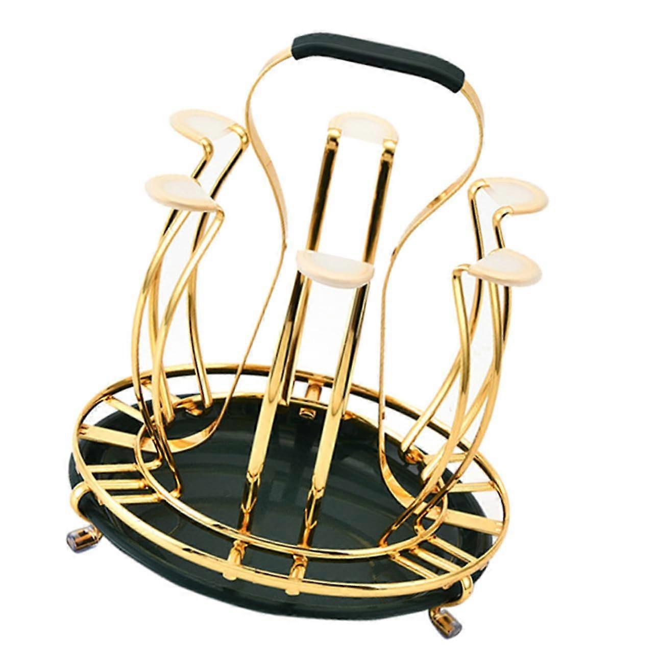 Chrome Round Mug Stacking Rack - Iron Cup Dish Drying Rack for Kitchen Mugs, Stackable Design, Space-Saving, Durable