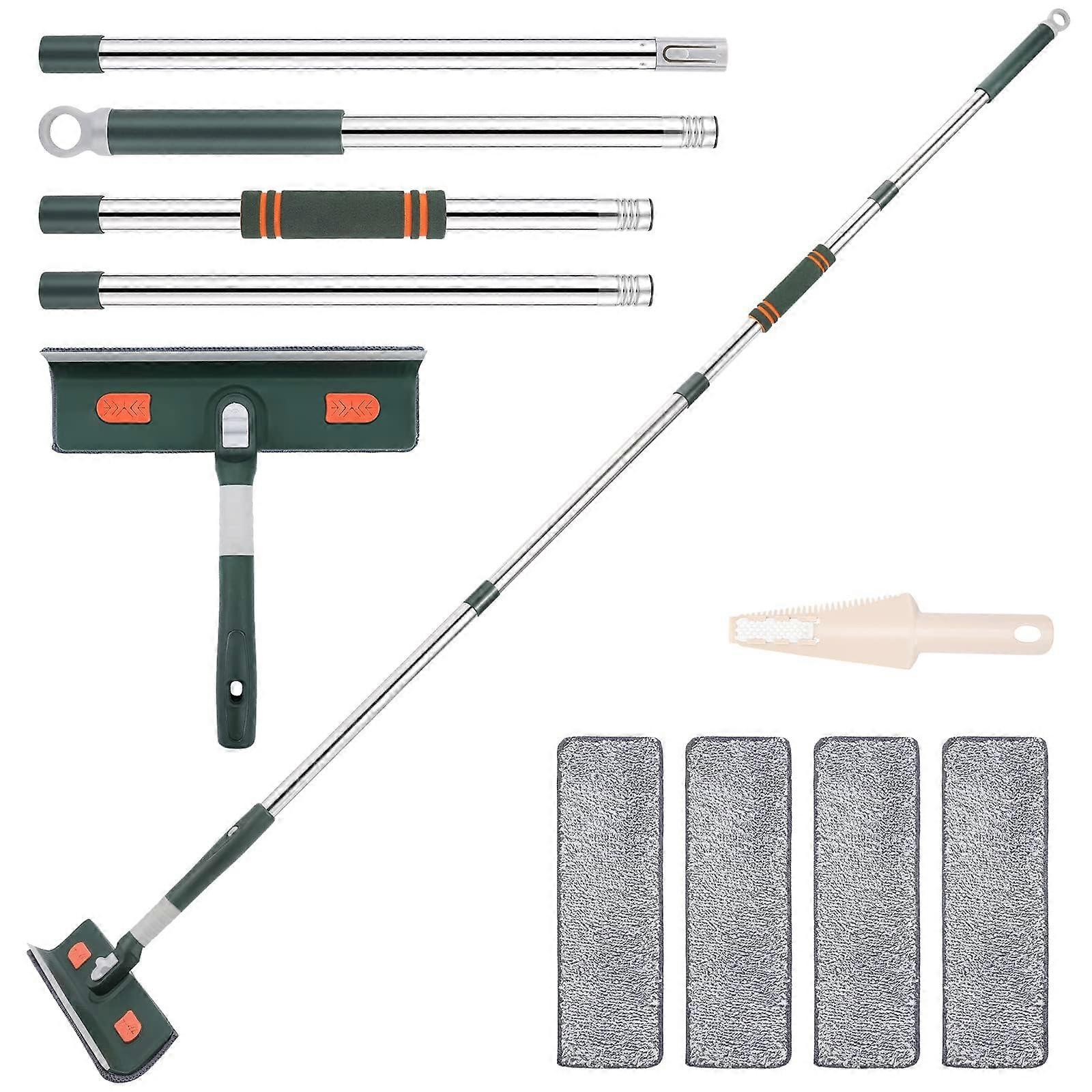 Window Squeegee with Scrubber Extendable Stainless Steel for Glass Cleaning