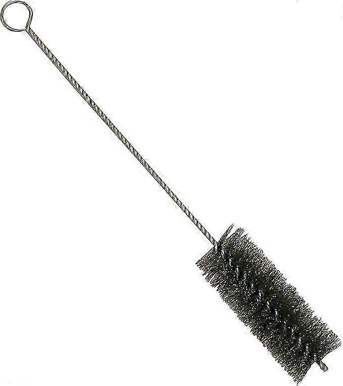Cylindrical pipe brush made of steel wire designed for clockwise turning and cleaning stove pipes with a diameter of approximately 4 cm