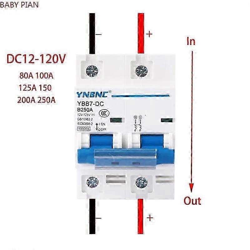 12V to 120V DC Circuit Breakers 2P 100A to 250A for Solar Cells and RV Battery Systems