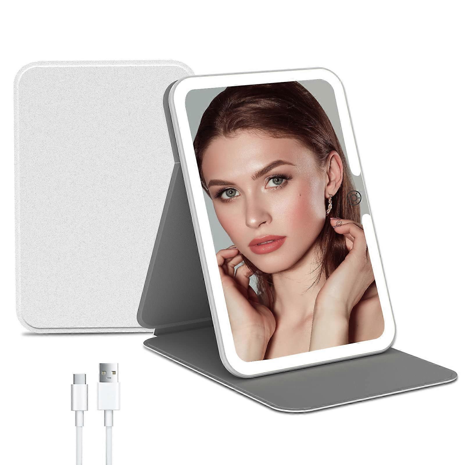 LEATHER CUSTAFTABILABLE TRAVEL BURNING, LIGHT PASTABLE, -colored 3 lighting, touch sensor, folding white