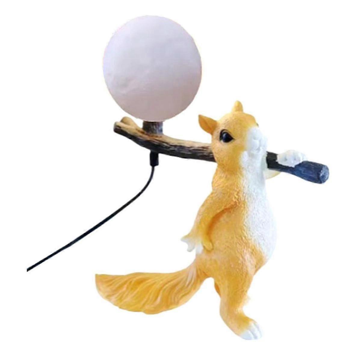 Resin Squirrel Mini LED Night Light for Children's Room Table Lamp