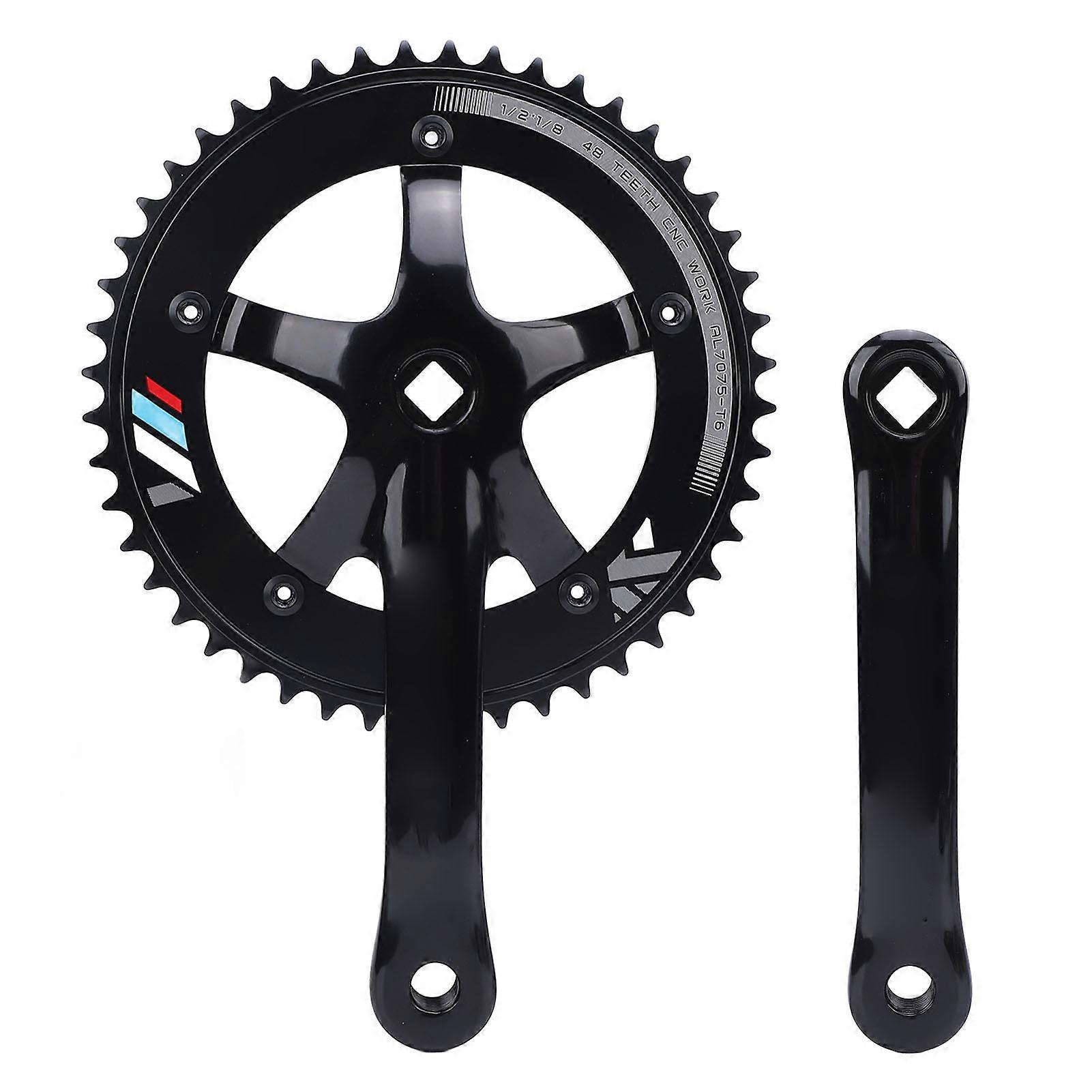 48T Hollow Integrated Crank Set Aluminum Alloy Square Hole Single Speed Chainring Crankset for Fixed Gear Cycling Models