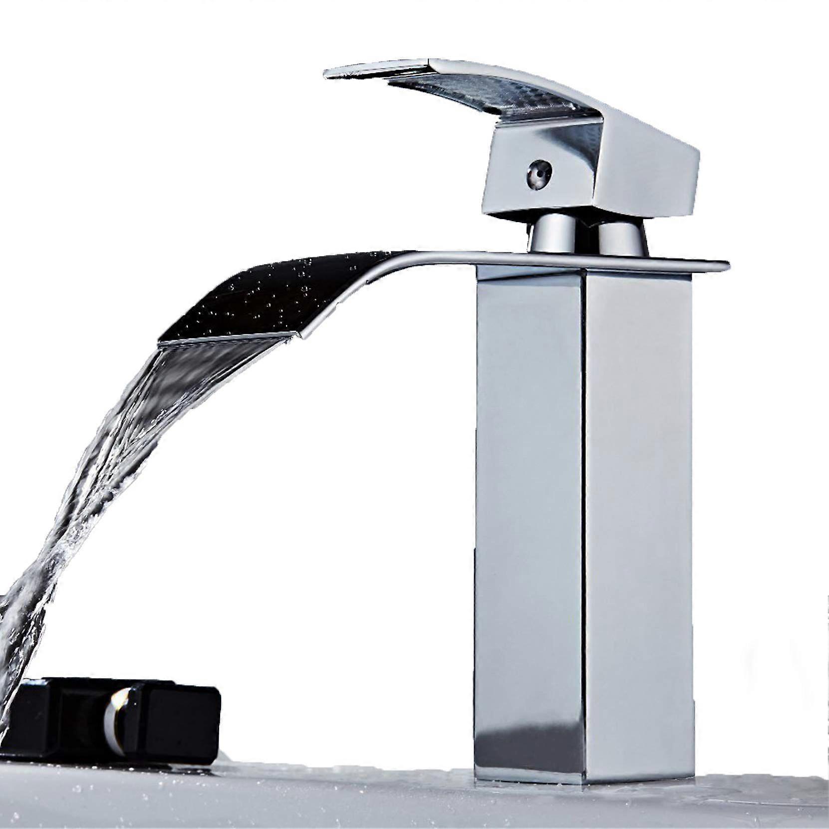 Waterfall Basin Sink Mixer Tap Bathroom Lever Single Handle Chrome Leadless Brass Faucet