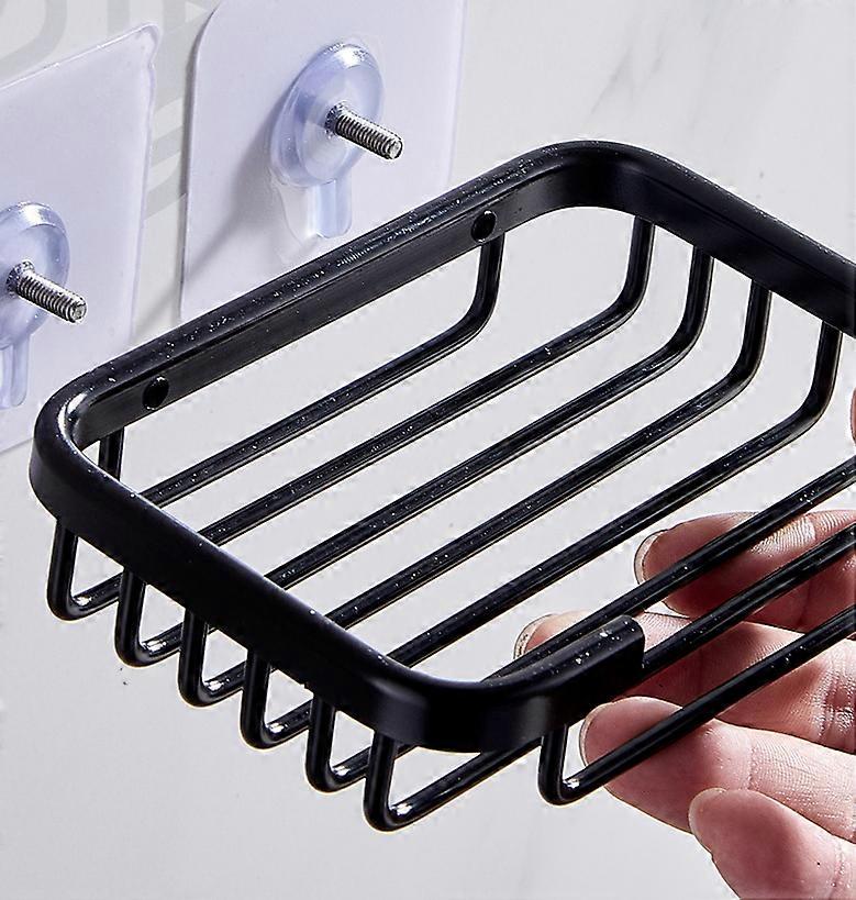 Wall-mounted soap dish Non-perforated, non-marking suction Wall-mounted soap net (glossy black soap net)