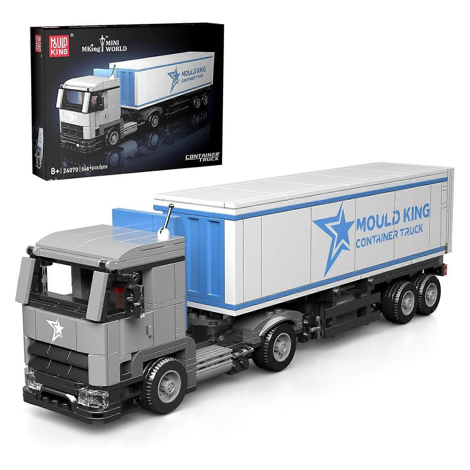 Mould King Container Truck Model Kit - 548PCS Realistic American-Style STEM Toy with Smooth Wheels, Detailed Interior & Display Base for Ages 8+