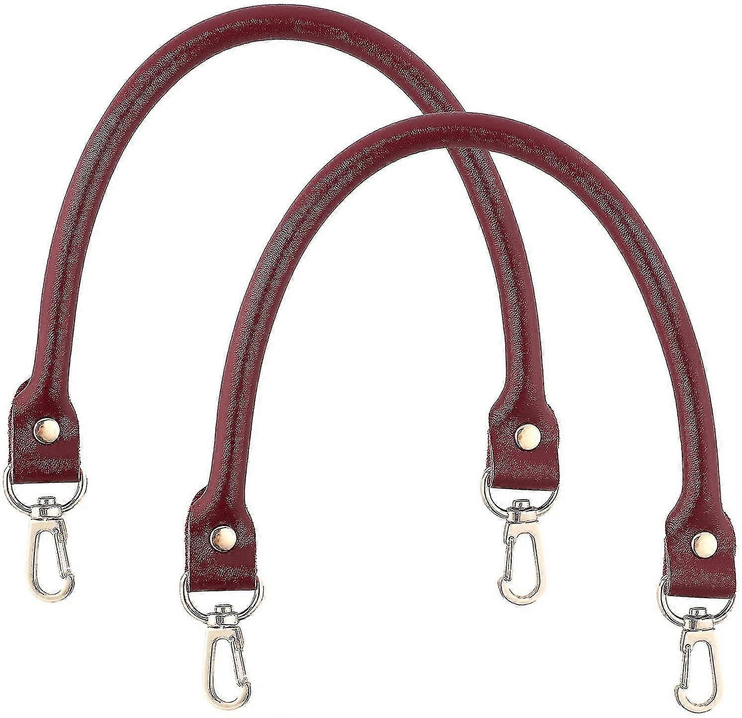 Leather Handbag Handle With Clasps Replacement Alloy Bag Strap Brown