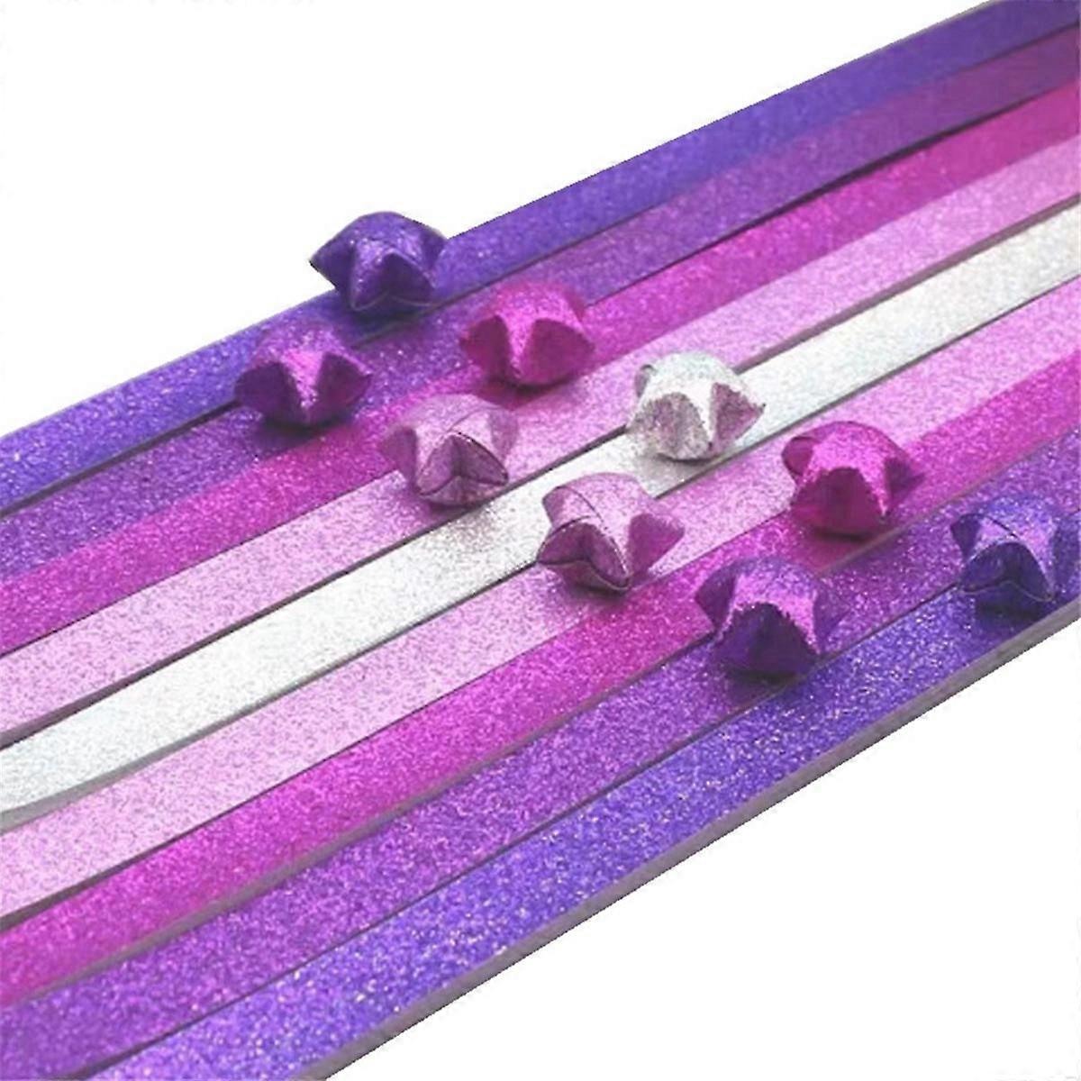 520 Sheets Glitter Paper Folding Paper Stars Paper Strips Lucky Stars Decoration Folding Paper for Hand Arts,Purple