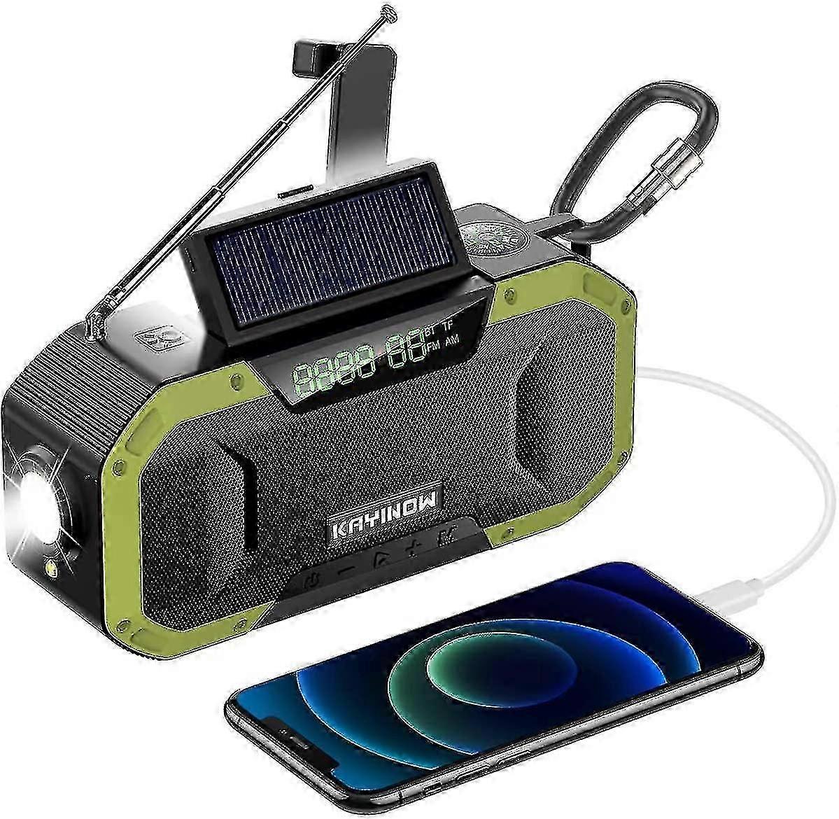 Nödradio, Sepeda Bärbar Radio Trådlös Högtalare, Noaa Väderradio För Hushåll Och Utomhus Med Am / FM, Handvev Radio (grön) SPELA