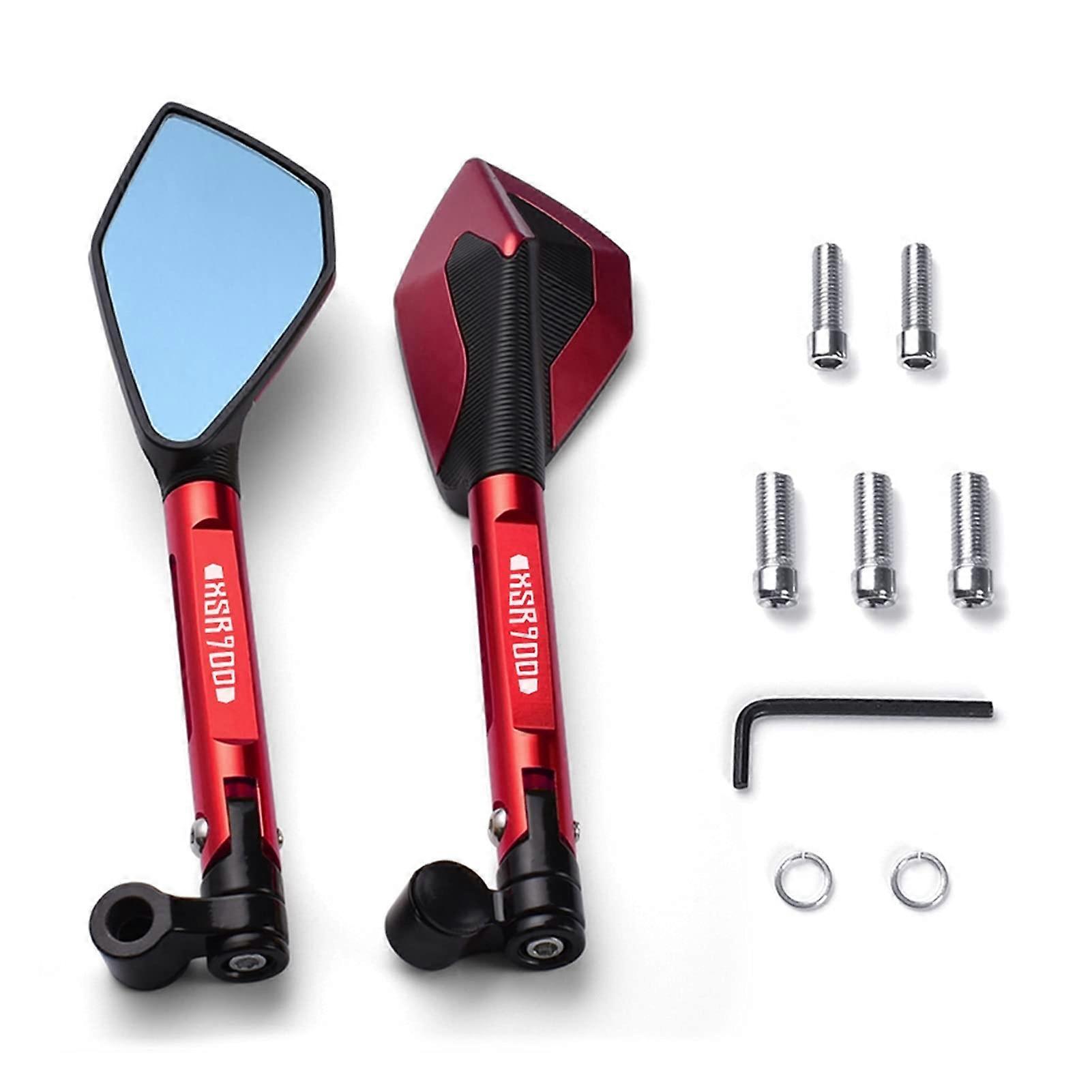 Motorcycle Bluish Reverse Side Mirrors for Yamaha Tracer 900 XSR 900 2017 2018 2019, Red Motorbike Rear View Mirrors