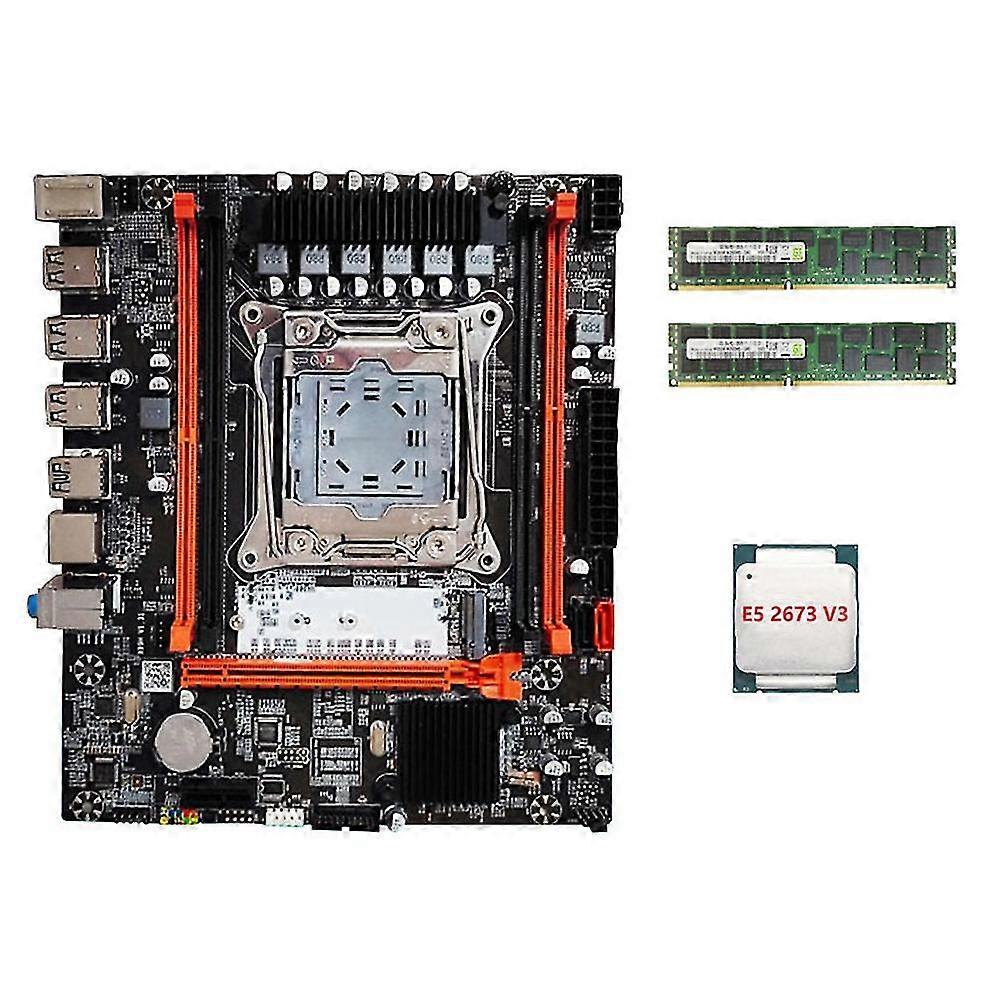 X99h Desktop Pc Motherboard+e5 2673 V3 Cpu+2x4g Ddr3 Ram Lga2011-v3 Ddr3x4 Ecc Ram Slot M.2 Nvme Pc