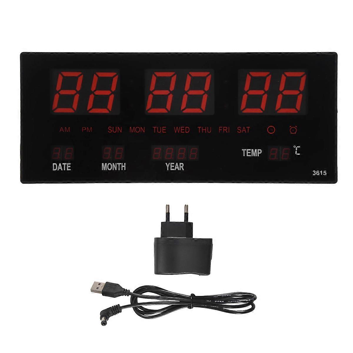 LED Calendar Electronic Clock Digital Wall Clock Alarm Hourly Chiming Temperature Table Clocks Home Office Red