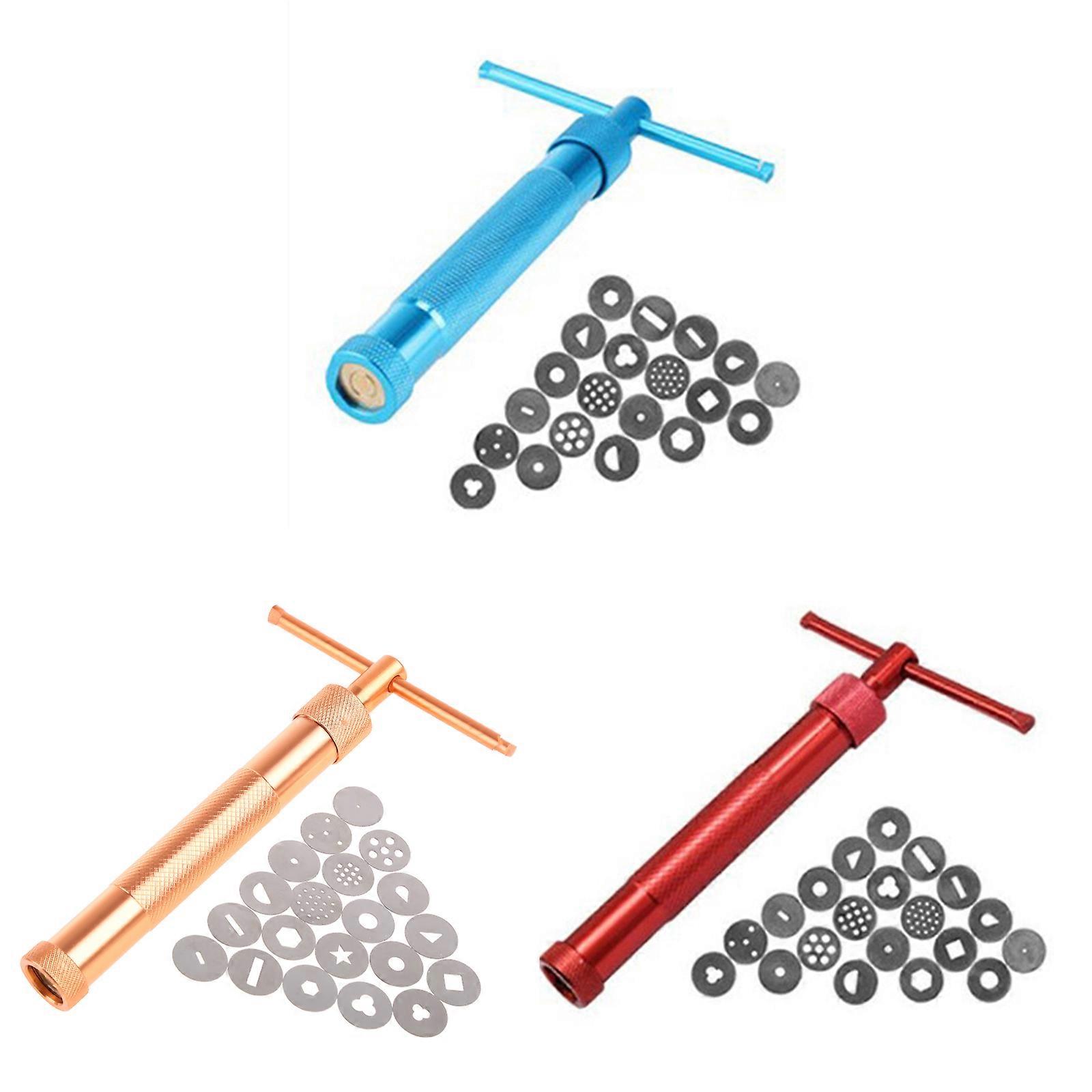 Noncorrosive Steel Clay Extruder Guns 20 Different Pattern Replacement Tip for Shaping Multiple Style Mud Sculpture  Red