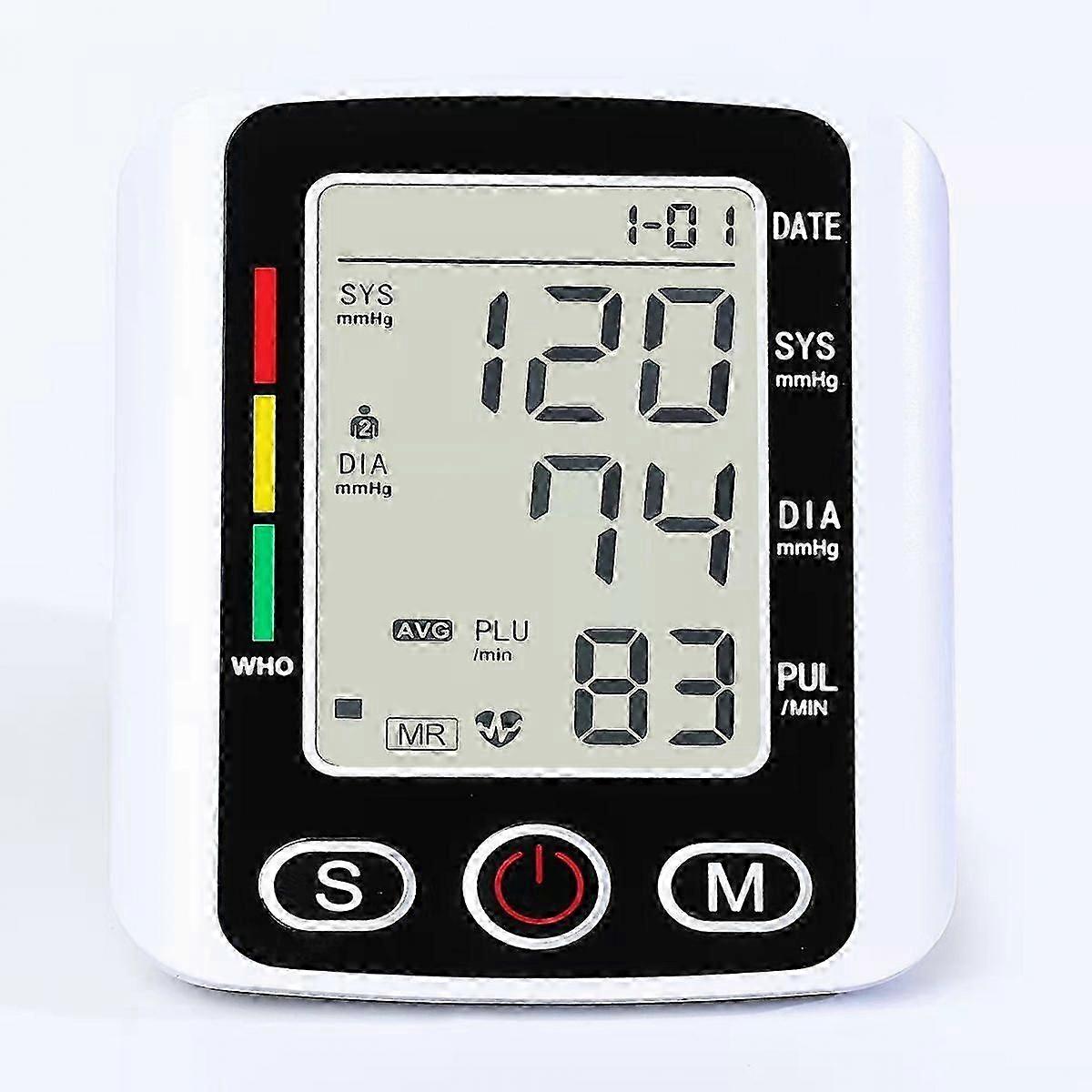 Talking Digital Automatic Wrist Blood Pressure Monitor, Rechargeable Blood Pressure Cuff, Adjustable Bp Cuff with Large Lcd Display for Accurate and