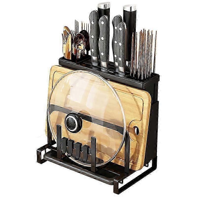 Kitchen storage rack multi-functional punch-free knife rack chopsticks cutting board cutting board rack wall-mounted knife rack