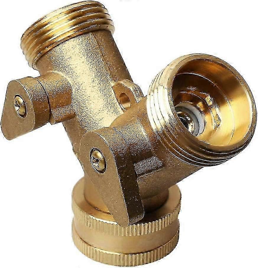 Double Washing Machine Faucet, 2 Way Y-shape Hose Dispenser 3/4 Inch Brass Hose Connector With Adjustable Handle For Watering Washing Garden Farmhouse