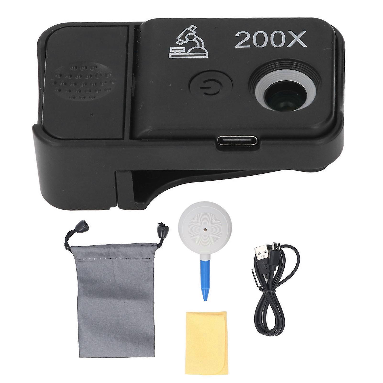 Mobile Phone Microscope Lens 200x Magnification Portable Phone Miniature Pocket Microscope with Light and Universal Clip for Most Smartphone