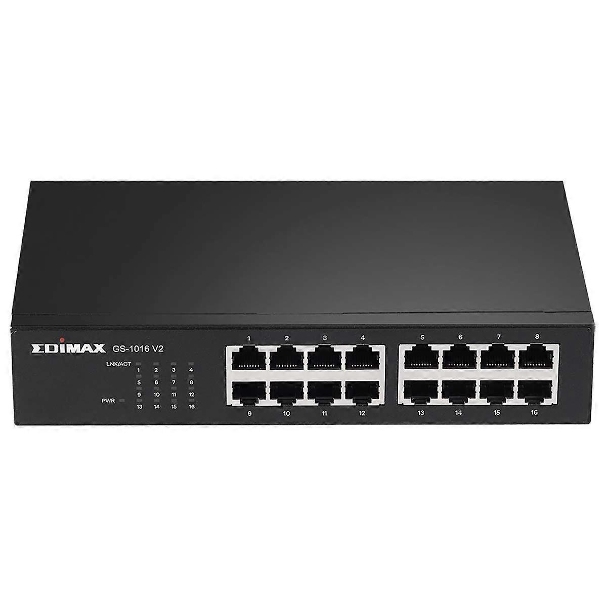 16-portars Gigabit Switch Svart