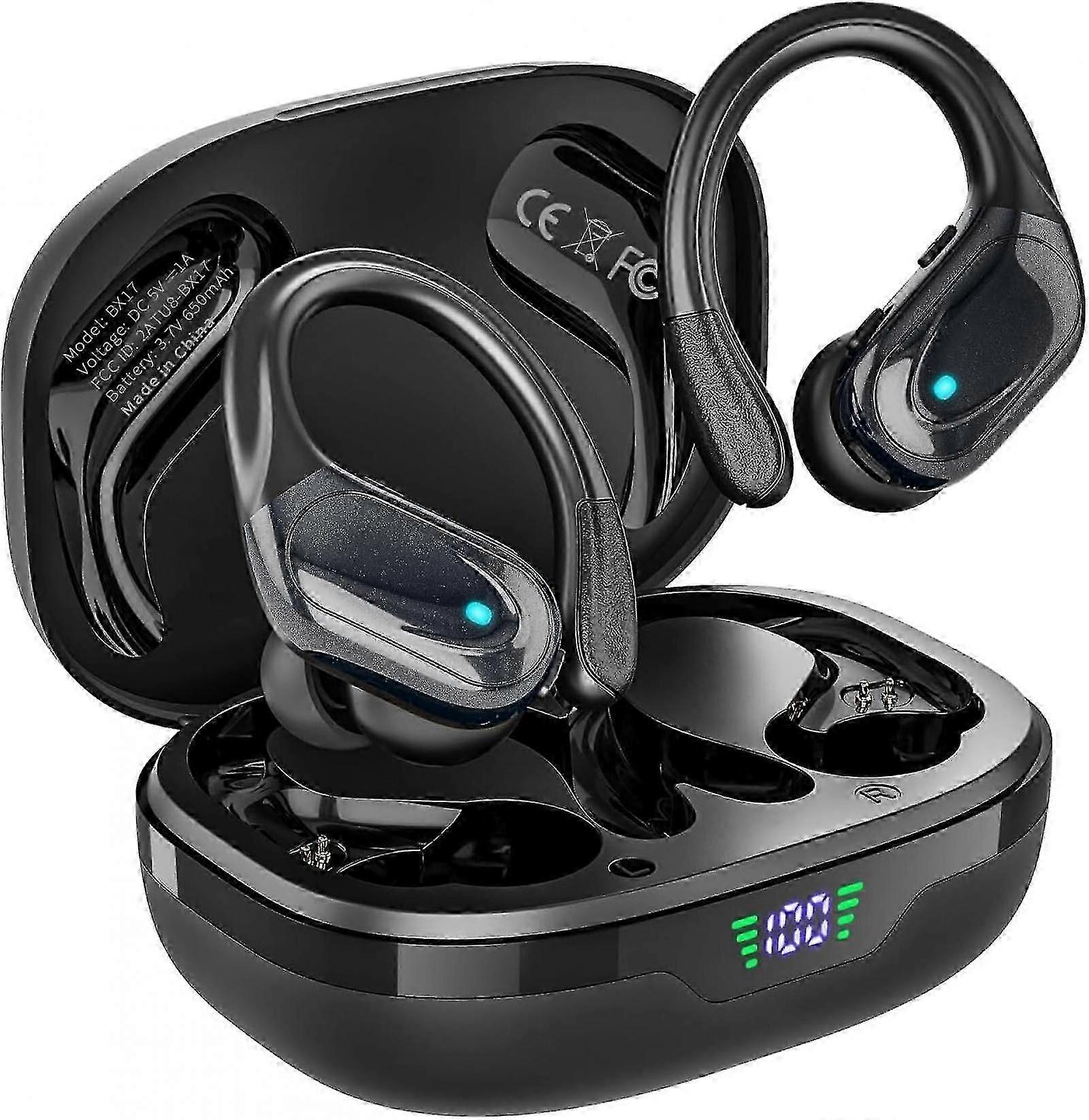 Wireless Earbuds Bluetooth Headphones 9hrs Playback Ear Buds IPX7 Waterproof&Power Display with ENC Noise Canceling Mic Over-Ear Stereo Bass Earphones