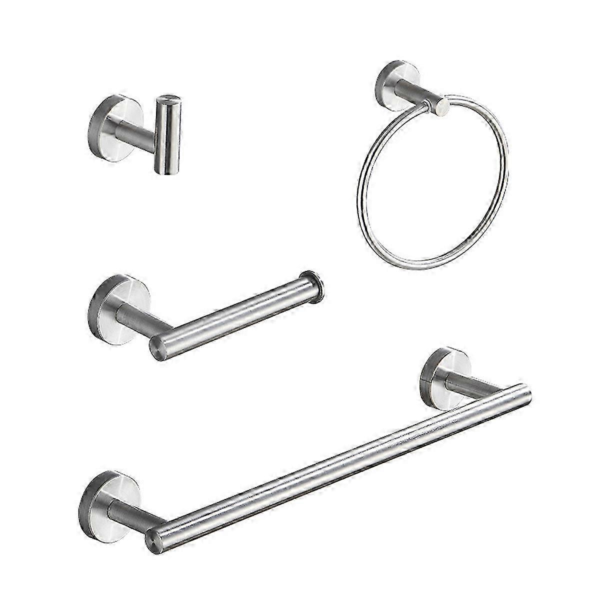 Modern Bathroom Hardware Set - Towel Strip, Ring, TP Holder & Robe Hook - Style3278