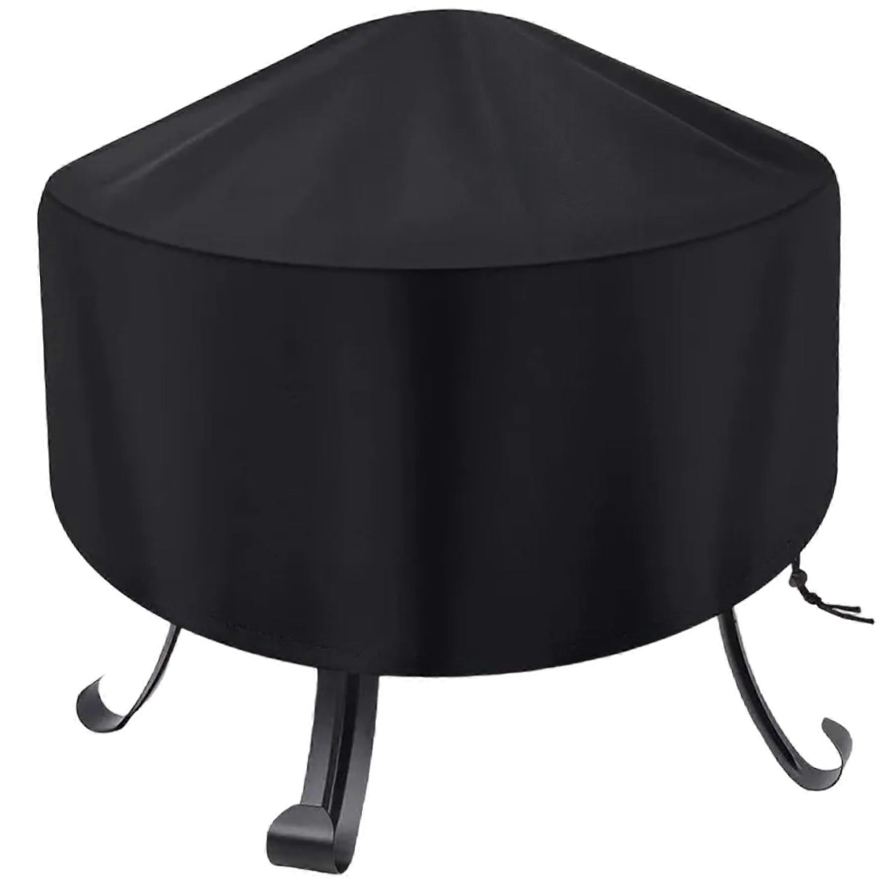 Couvercle de foyer rond, 34x15 étanche anti-UV couvercle de foyer avec cordon de serrage, non éblouissant coupe-vent, accessoires de cheminée étanches à la poussière pour l’extérieur
