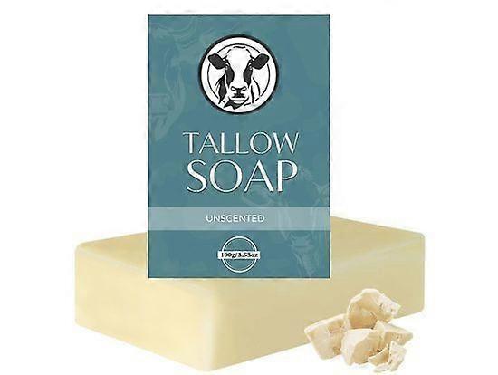 Soap Bar, Beef Tallow Soap Bar, All Natural Tallow Soap Unscented, Moisturising Face Soap and Body Wash, Great for Dry, Itchy, Sensitive Skin