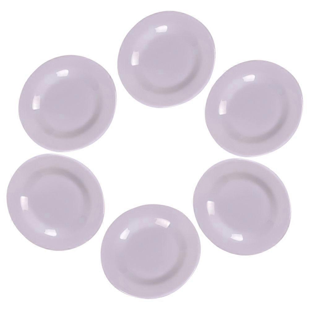 Miniature Tableware Doll House Decorative Plate Model Collectible White Round Miniature Design 6Pcs