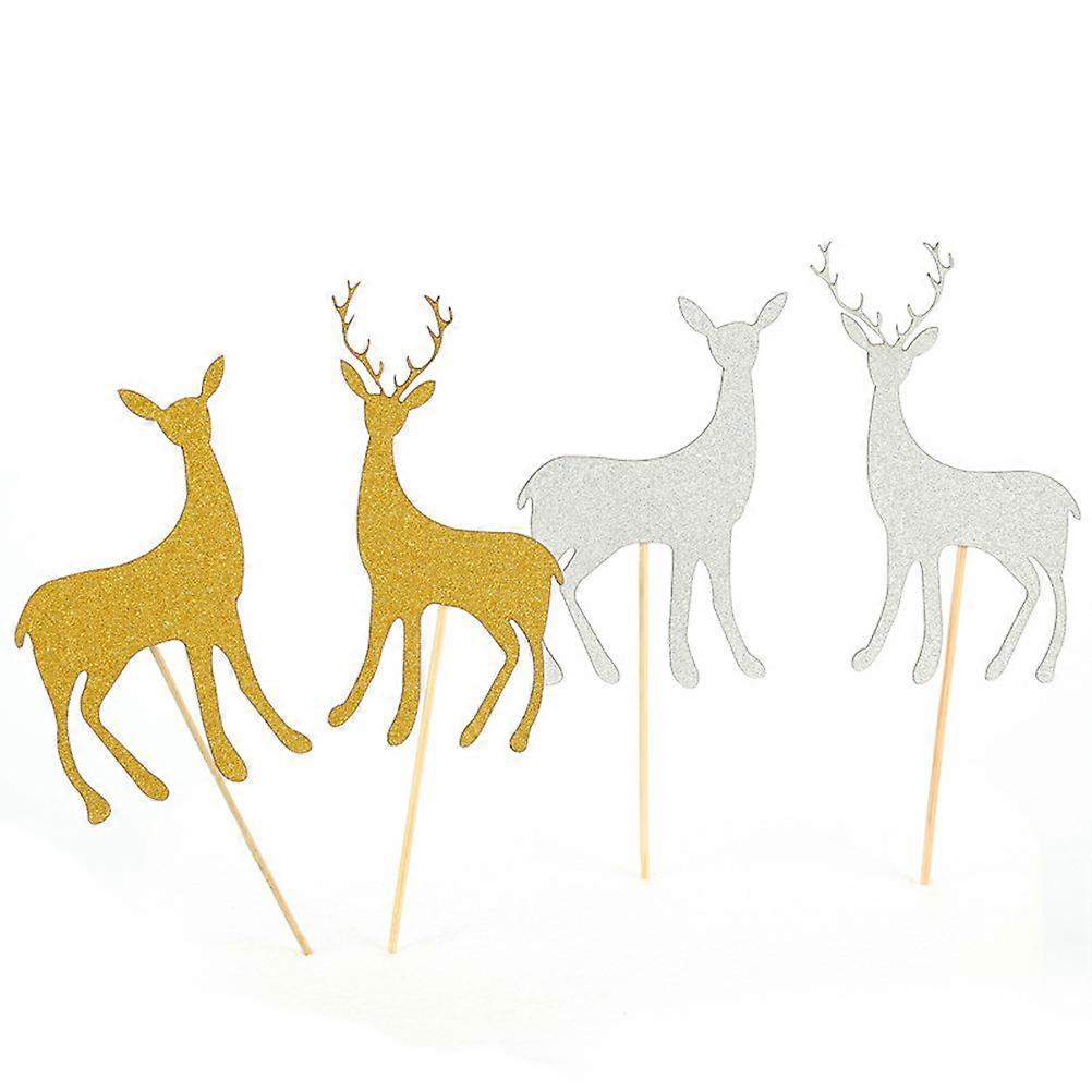 Silver Deer Cake Decoration Inserts for Birthday Event 20Pcs