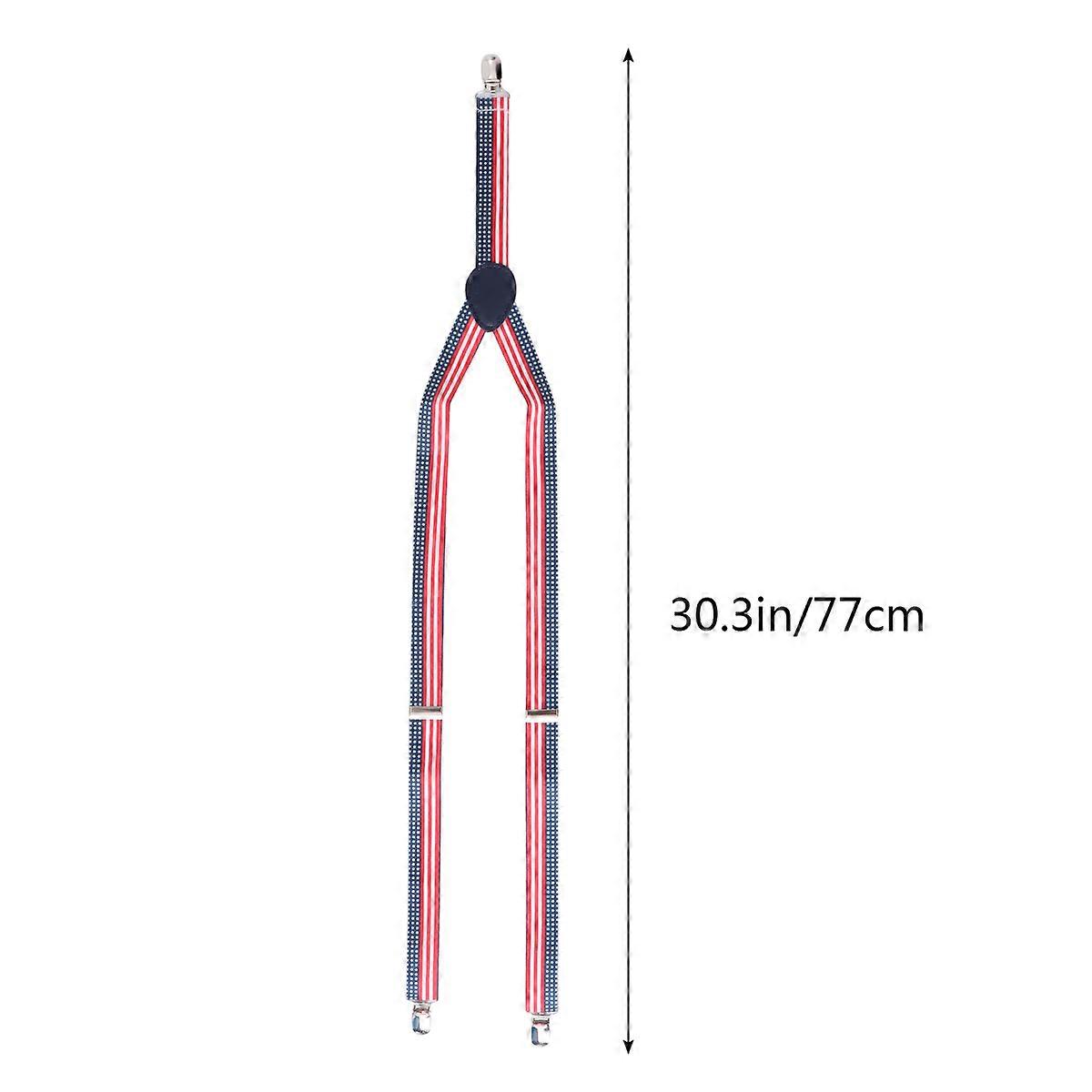 Mens Suspenders American Flag Clip-On Adjustable Elastic Y-Shaped Braces for Daily Wear 1Pack