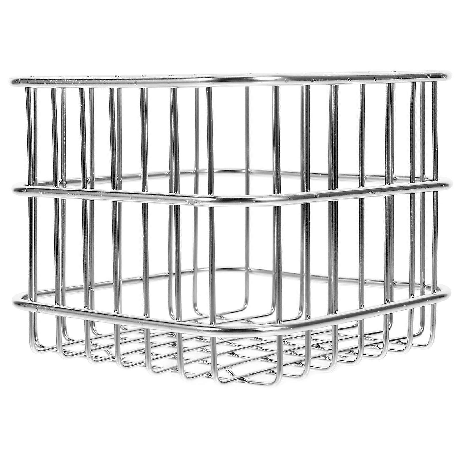 Multi-Functional Drain Basket Kitchen Draining Basket for Fruits Vegetables with Water Drainage Storage Silver 13.00X13.00X10.50CM 1Pack