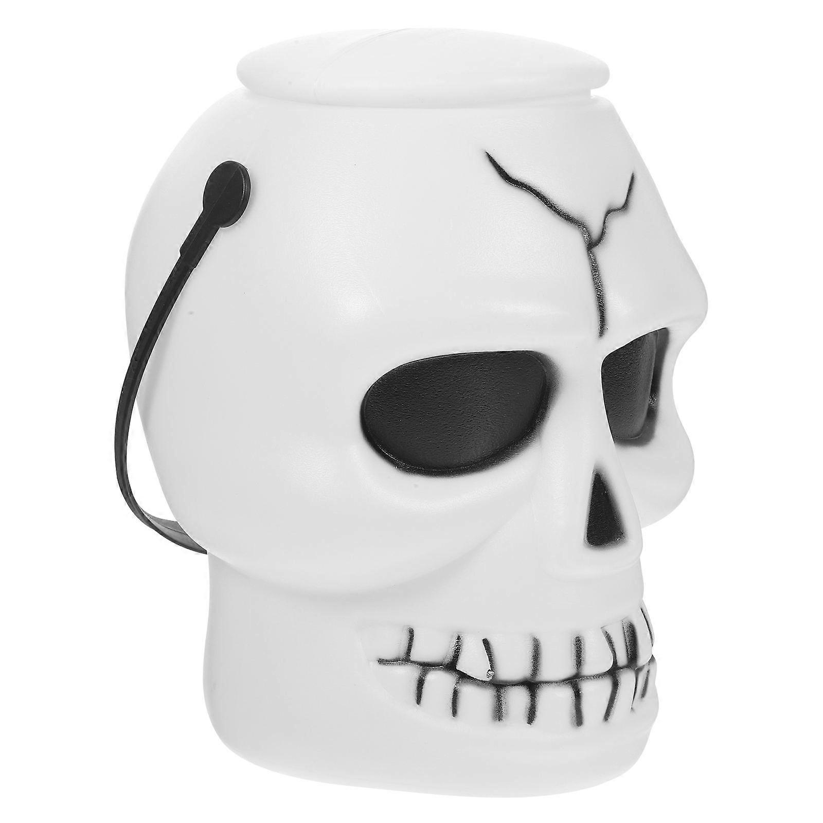 Plastic Halloween Pumpkin Candy Bucket with Handle – Reusable Skull Treat Container for Trick or Treating & Party Decor