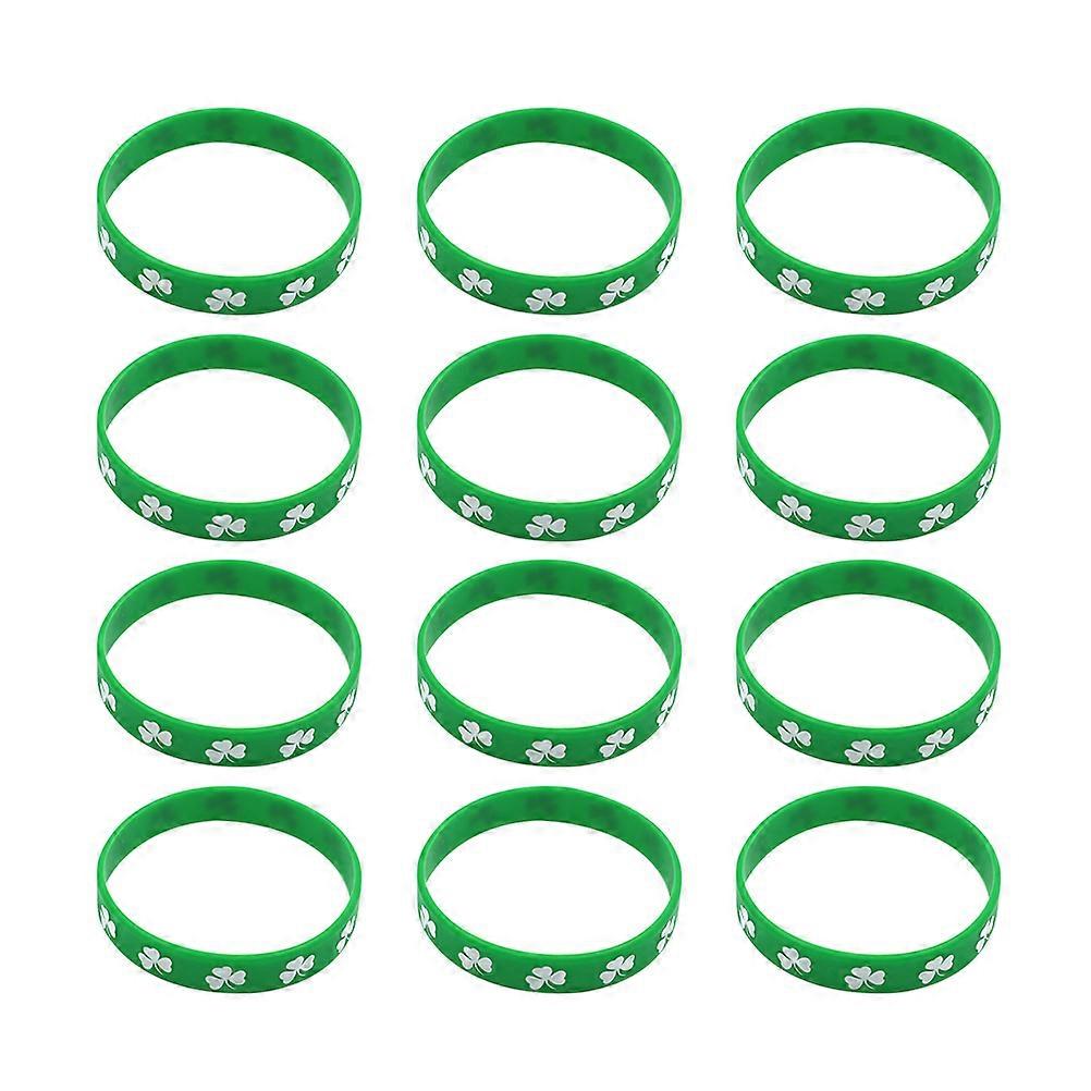 Patricks Day Wristbands Bracelet Party Hand Decoration for Men Women Green Color Round Shape Party Style 12Pcs