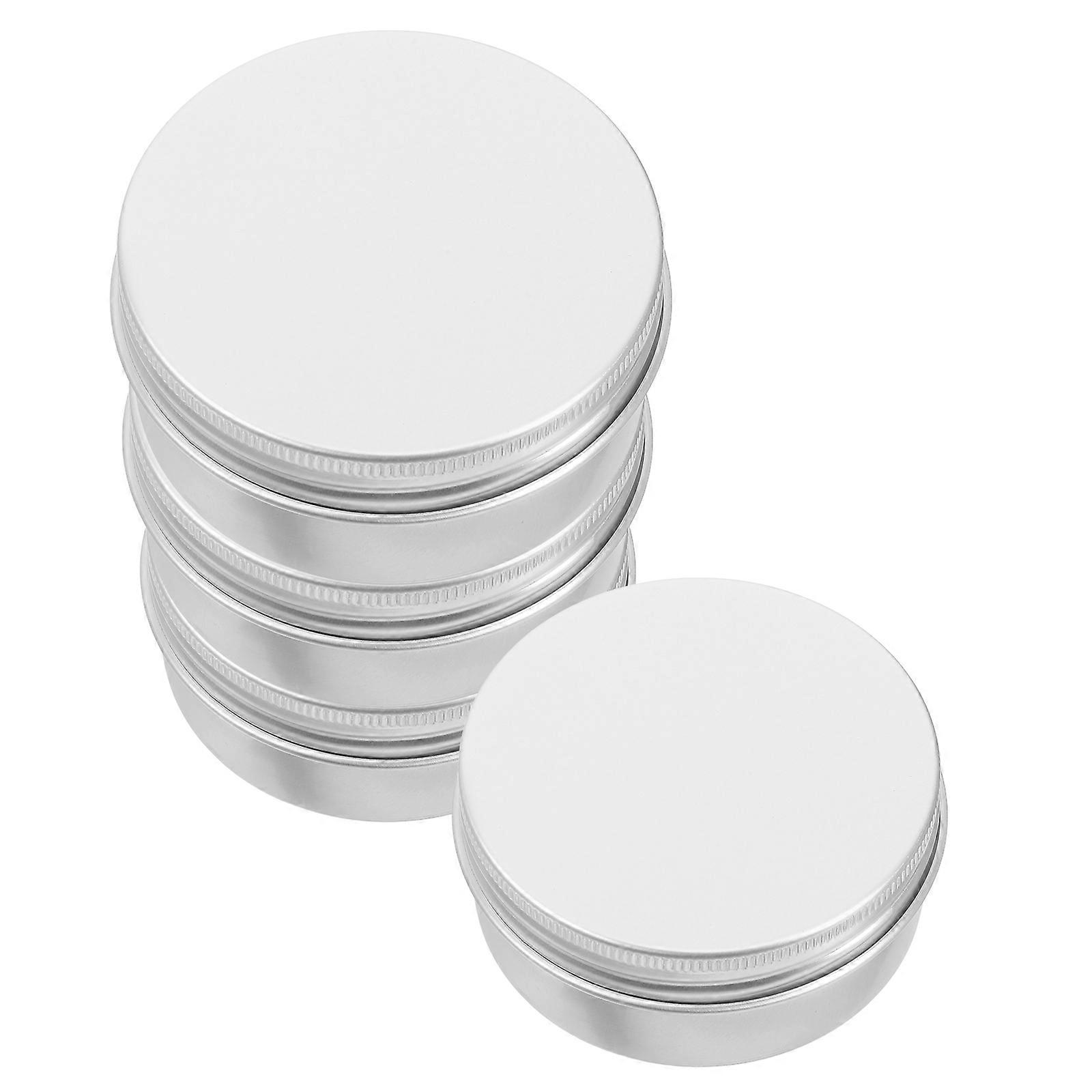 Refillable Cream Container Round Tin Box With Screw-Top Lid Travel-Friendly Silver 2.36X2.36X1.02IN 4Pcs