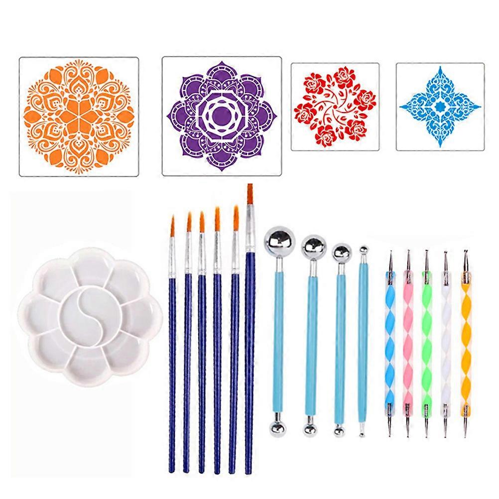 ロックドットペイントステンシルマンダラドットツールウッドペインティングマンダラ愛好家メタルクラフト20X1CM 20pcs