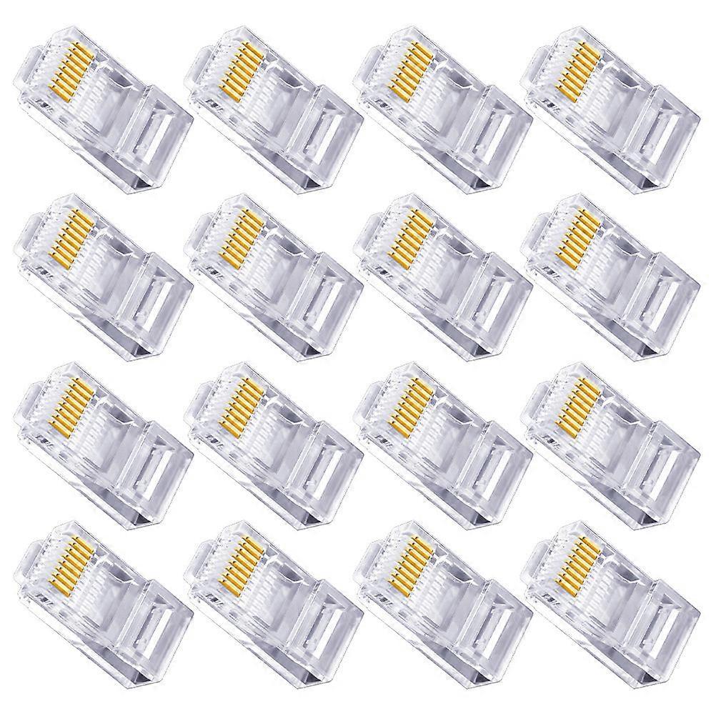 100pcs Ethernet Cable Connectors, Crimp Connectors for Cat Solid Wire, Durable Thermoplastic Housing, Plated Chips for Stable Connection, Compatible
