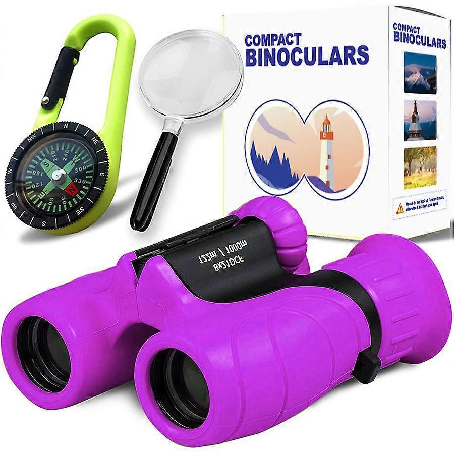 8x21 Kids Binoculars - Shockproof Compact for Bird Watching & Exploring | High Resolution (Pink)