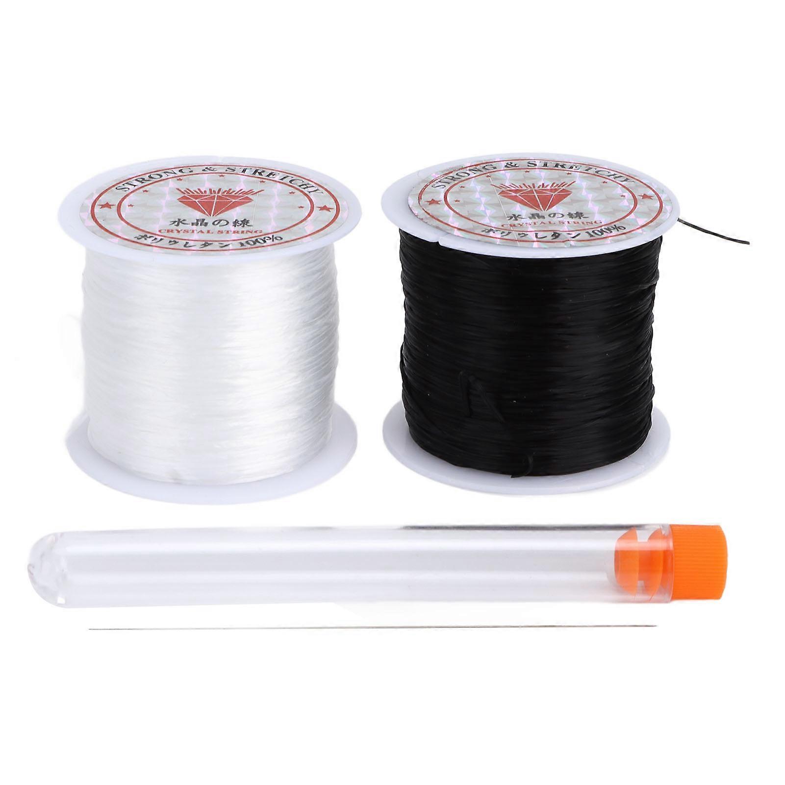 Cordon élastique de 0,8 mm, 50 m, pour fabrication de bijoux et de colliers, avec aiguille