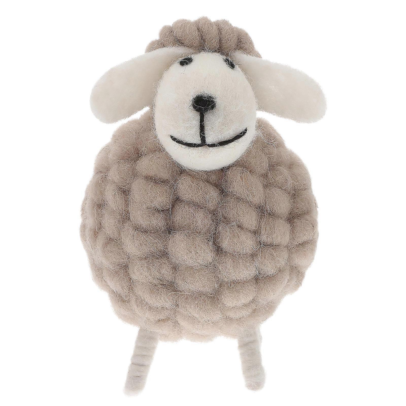 Plush Lamb Decorations Grey Christmas Desktop Ornament Mini Sheep Decoration Crafts Lamb Handcraft Wool Felt Sheep Adornment Fireplace 13x13x8cm 1Set