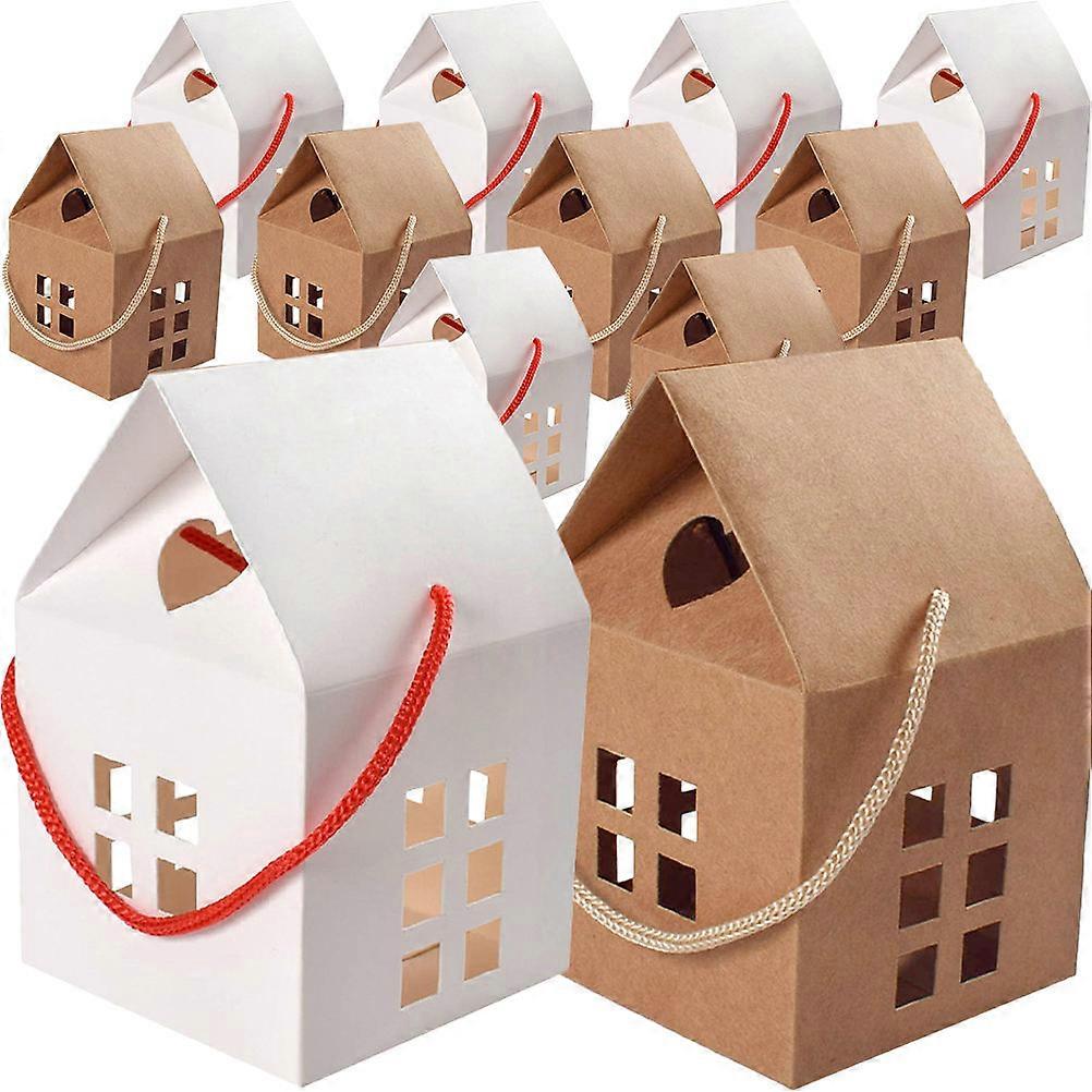 Candy Boxes House Shaped Elegant Style Family Gatherings Natural Color 20Pcs