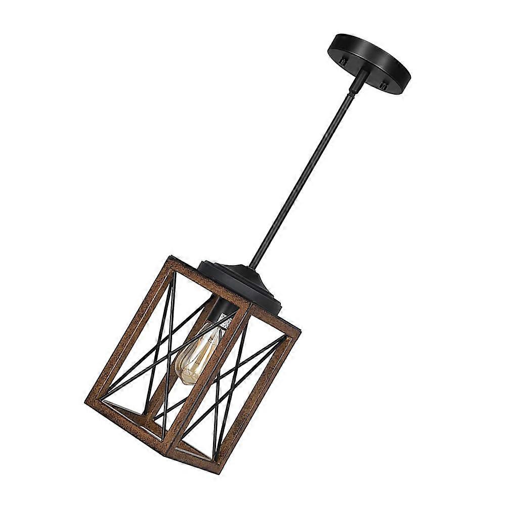 Hallway Light Farmhouse Pendant Light Decorative Metal Hanging Light Fixture with Wooden Shade for Homeowners Coffee 25x17cm 1Pack
