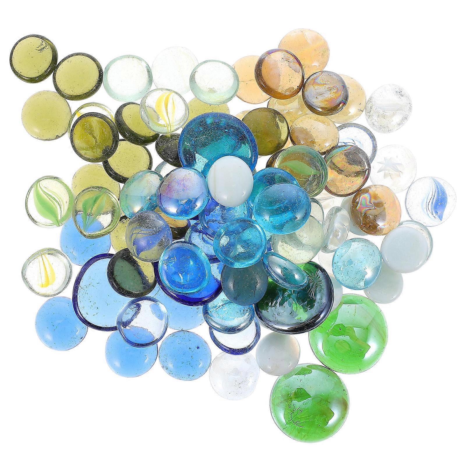Fish Ornaments For Aquarium Luminous Stone Flat Beads Glass Material Aquarium Decoration 1Set